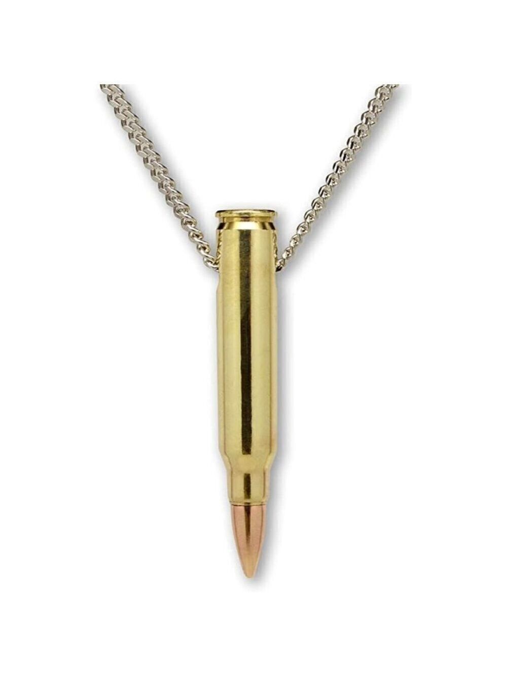 REMINGTON 223 bullet necklace hand polished brass & copper finish 20" neck chain